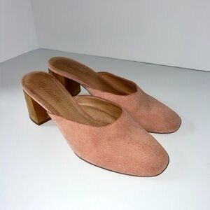Madewell Miya Women's Pink Suede Block Heel Slip On Mules Size 7